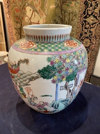 A Chinese famille rose 'Spring Festival' jar, 19th C.