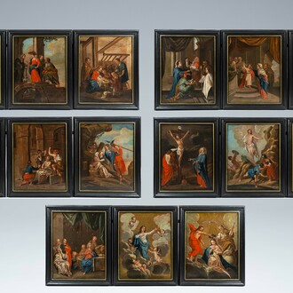 Flemish school: Fifteen 'Rosary' paintings, oil on canvas, 18th C.