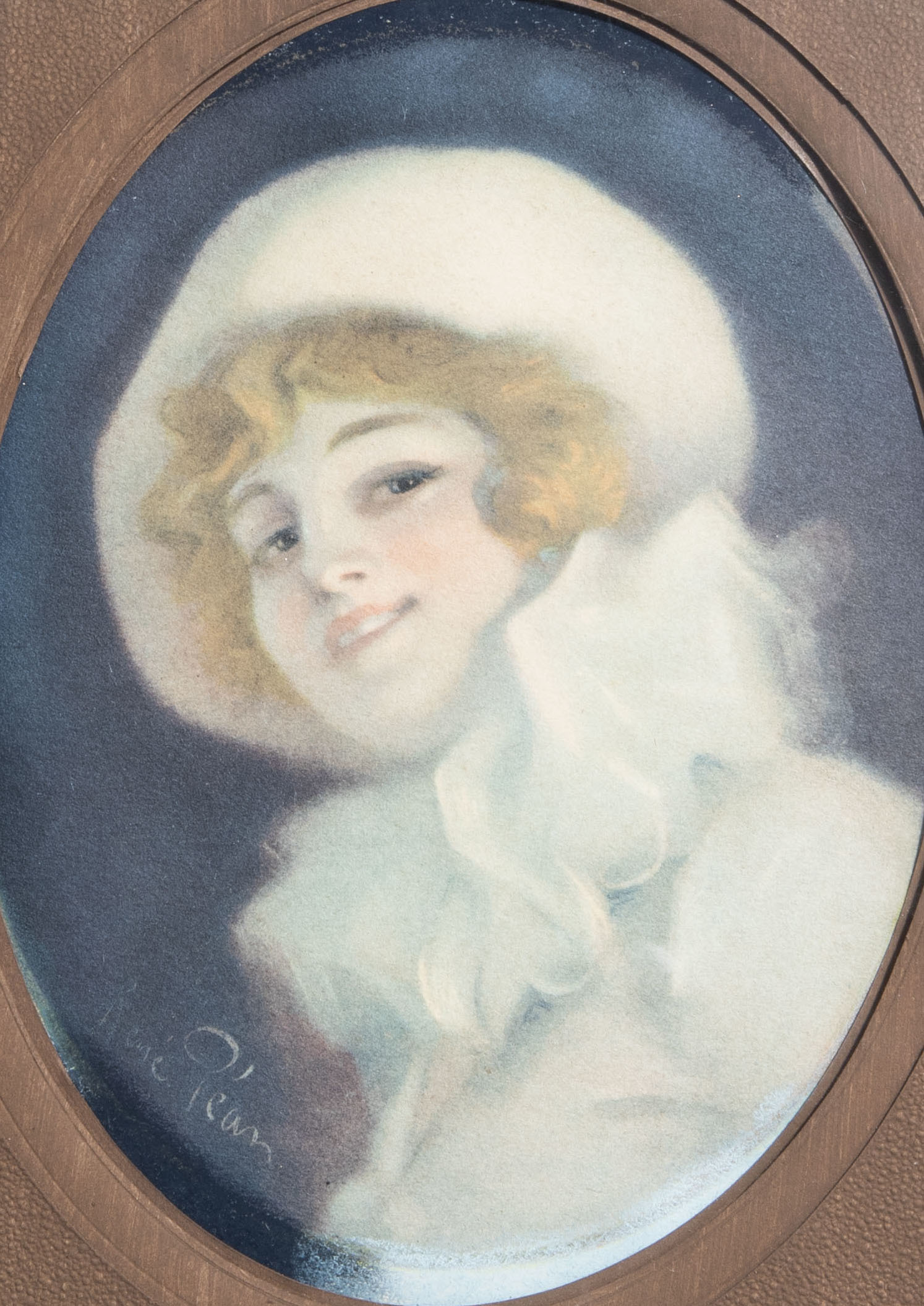 René Péan (18751945) Damesportret, pastel op papier en P. Bor
