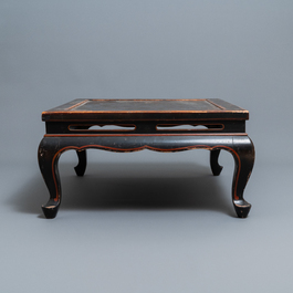 A Chinese black- and red-lacquered wooden 'dragon' table, 19th C.