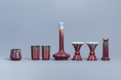 A varied collection of polychrome Art Nouveau and Art Deco vases and other items., a.o. Thulin, first half of the 20th C.