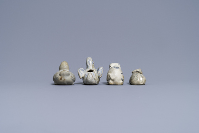 Four Vietnamese or Annamese blue and white water droppers in the shape of animals, 16th/17th C.