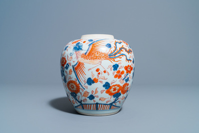 A Chinese Imari-style 'qilins and phoenixes' jar, Kangxi