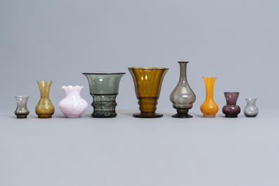 A collection of 30 glass vases, incl. Charles Graffart for Luxval, Murano, ...