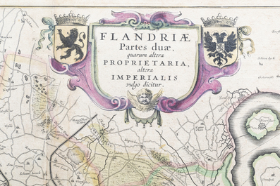 Willem &amp; Joan Blaeu: 'Flandriae partes duae', hand-coloured copper engraving, 17th C.