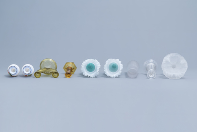 A varied collection of glass candlesticks and vases, a.o. opaline glass with floral design, various origins, 19th/20th C.