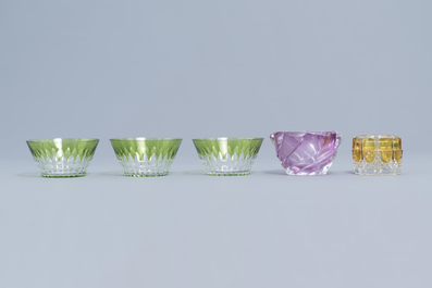 A varied collection of partly coloured glass and crystal items, a.o. Val Saint Lambert, 20th C.