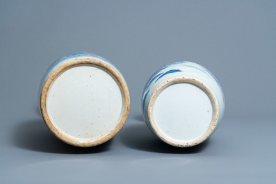Two Chinese blue and white 'landscape' vases, 19th/20th C.