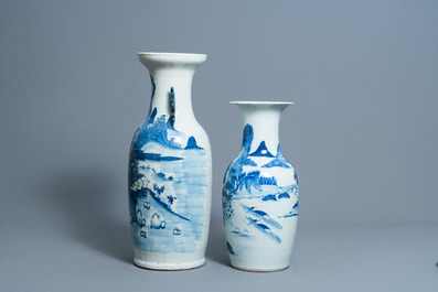 Two Chinese blue and white 'landscape' vases, 19th/20th C.