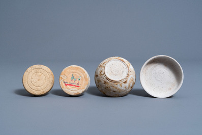 A varied collection of Asian cream glazed ceramics, a.o. China and Southeast Asia, possibly Song and later