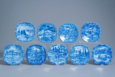 An extensive collection of 25 Swedish Julen R&ouml;rstrand blue and white plates with animals in an animated landscape, 1973-1998