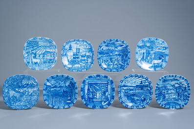An extensive collection of 25 Swedish Julen R&ouml;rstrand blue and white plates with animals in an animated landscape, 1973-1998