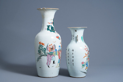 Een gevarieerde collectie Chinees famille rose en qianjiang cai porselein, 19de/20ste eeuw