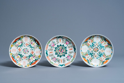 A varied collection of Chinese famille rose and iron red porcelain, 19th/20th C.