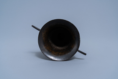 A Chinese bronze 'zun' vase, Qing