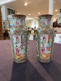 Six vases, un pot couvert et un cremier en porcelaine de Chine famille rose de Canton, 19&egrave;me si&egrave;cle