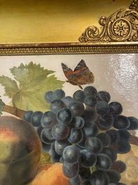 Christiaen Van Pol (1752-1813): Nature morte aux fruits et papillon, huile sur toile