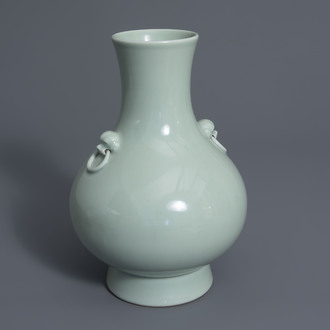 A Chinese monochrome celadon vase, Yongzheng mark, 19th/20th C.