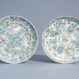 Two Chinese Canton famille verte plates, 19th C.