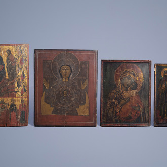 A varied collection of four Russian and Greek icons, 19th C.