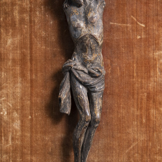 A carved and patinated wooden Corpus Christi, the Low Countries, 17th C.