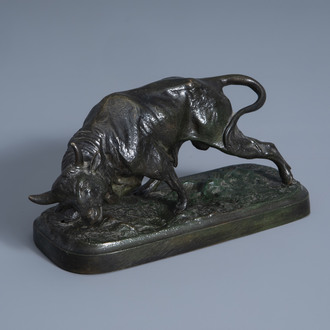 Antonio Amorgasti (1880-1942): Bull, patinated bronze, dated 1928
