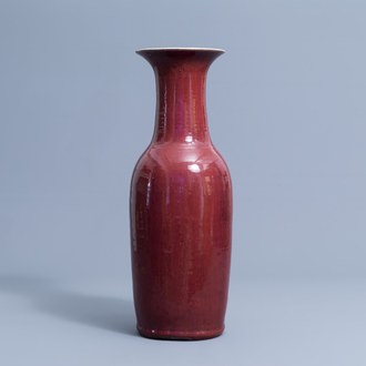 A Chinese monochrome sang de boeuf vase, 19th C.