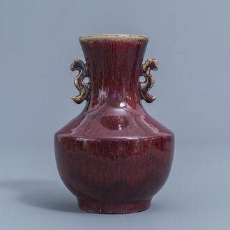 A Chinese flambé glazed 'hu' vase, 20th C.