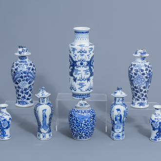 A varied collection of Chinese blue and white porcelain, 19th C.