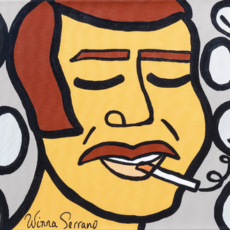 Winna Serrano (21th C.): 'Cigarrillo/Cigarette', acrylic on canvas, dated 2015