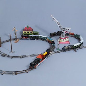 An extensive and diverse collection of toy trains and attributes, various origins (a.o. Karl Bub Nürnberg), 20th C.