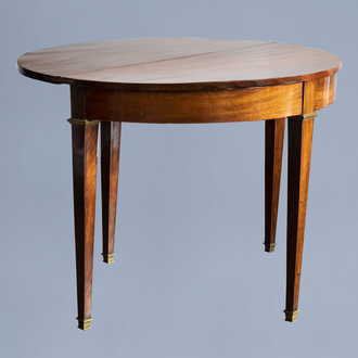 A French Directoire wood 'demi lune' console table, ca. 1800