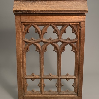 A French or Flemish oak fragment of a Gothic Revival choir stall, 19th C.