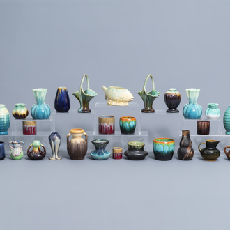 A varied collection of polychrome vases, a.o. Thulin, 20th C.