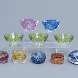 Een gevarieerde collectie deels gekleurd glas en kristal, w.o. Val Saint Lambert, 20ste eeuw