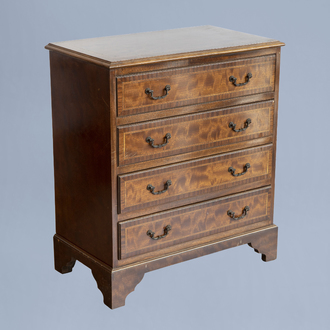 A small English wooden chest with four drawers, 19th/20th C.