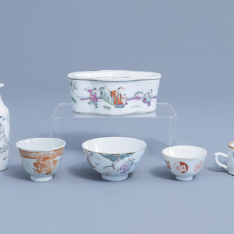 A varied collection of Chinese famille rose, iron red and qianjiang cai porcelain, 19th/20th C