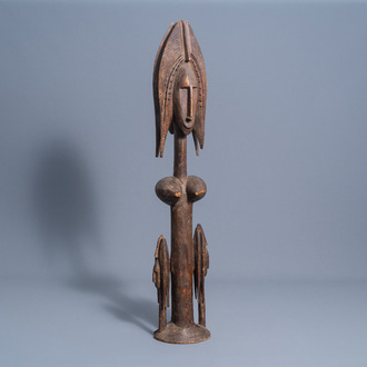 A wooden 'jonyeleni' or 'dyonyeni' female figure, Bambara, Mali, 20th C.