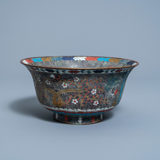 A Chinese cloisonné 'Three friends of winter' bowl, Ming