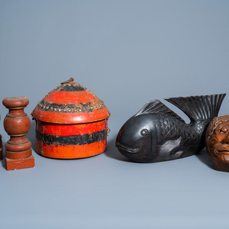 A varied collection of partly lacquered woodwork, Southeast Asia, 19th/20th C.