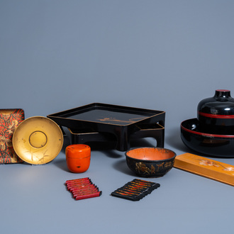 A varied collection of mainly Japanese lacquerware, 20th C.