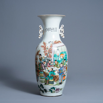 A Chinese famille rose double design vase, 19th/20th C.