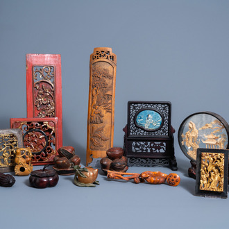 A varied collection of Chinese wood and lacquer wares, 19th/20th C.