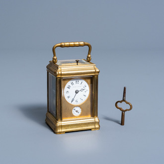 A French-Russian gilt brass Pavel Bure (Paul Buhré) carriage clock, 'Margaine Paris' mark, ca. 1900