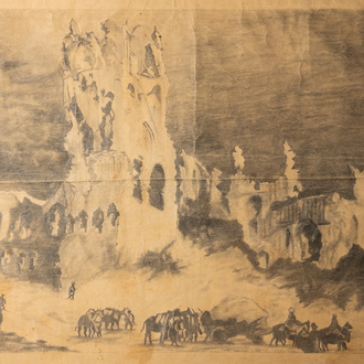 Augustin Biros (?): The reconstruction of Ypres, pencil on paper, dated 31 August (19)20
