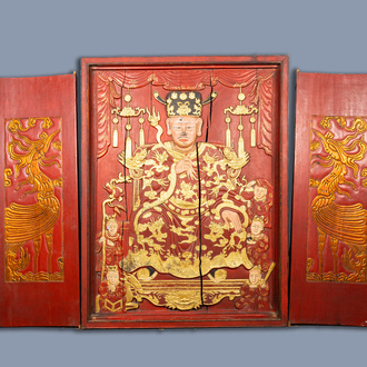 A South-Chinese partly gilt and lacquered house shrine, poss. for the Straits or Peranakan market, 19th C.