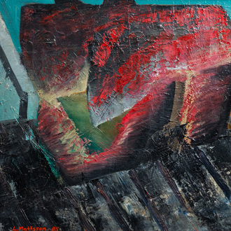 Leif Mattsson (1954): Abstract composition, oil on canvas, dated (19)85