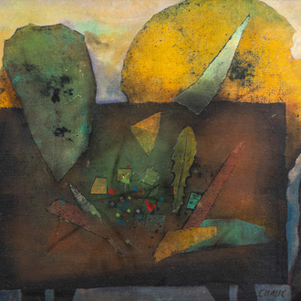Mihailo Cumic (20th C.): 'Le masque', oil on canvas, dated (19)68