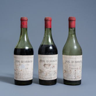 Three bottles of Vin d'Arbois récolte de la vigne de Pasteur, 1949