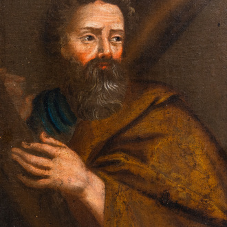 Flemish school: Saint Andrew the apostle, oil on canvas marouflated on board, ca. 1700